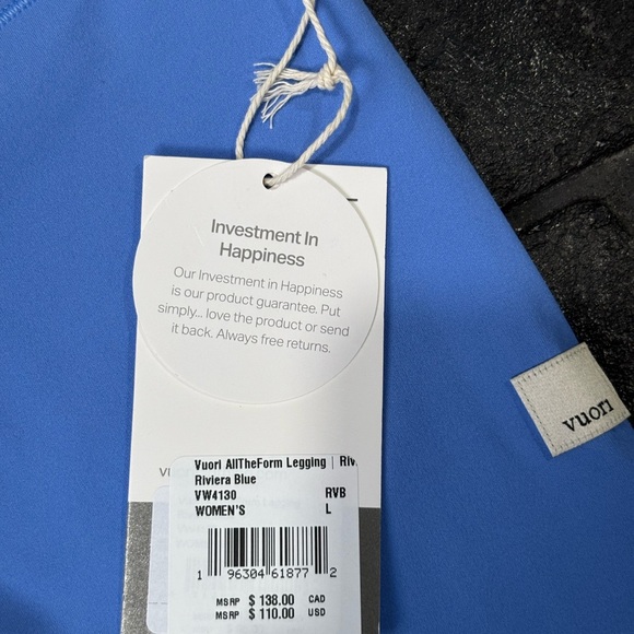 Vuori Women’s All The Form Legging Size Large Riviera Blue VW4130 NWT - Picture 2 of 8